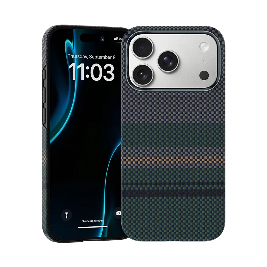 Чехол-накладка Benks ArmorAir Aurora для iPhone 17 Pro кевлар (сине-зеленый)
