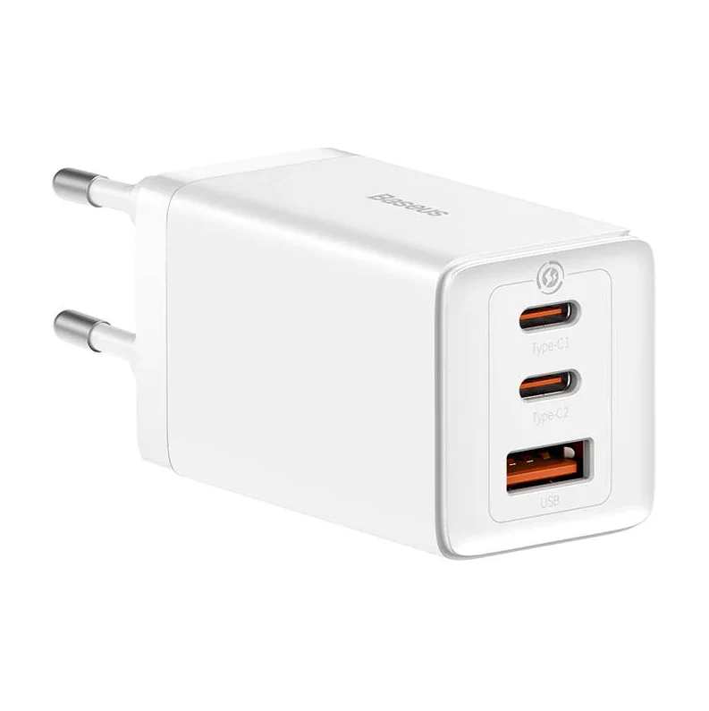 Сетевое зарядное устройство Baseus GaN5 Pro Fast Charger 65W USB/2xType-C+ кабель Type-C/Type-C (CCGP120202) (белый)