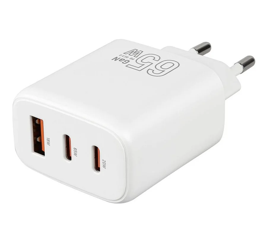 Сетевое зарядное устройство WIWU Ark GaN Fast Charger 65W USB/2хType-C (Wi-U024) (белый)